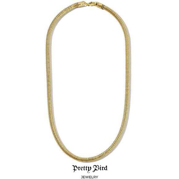 Pretty Bird Jewelry - 18K Yellow Gold Plated Rolled Snake Chain - 18"